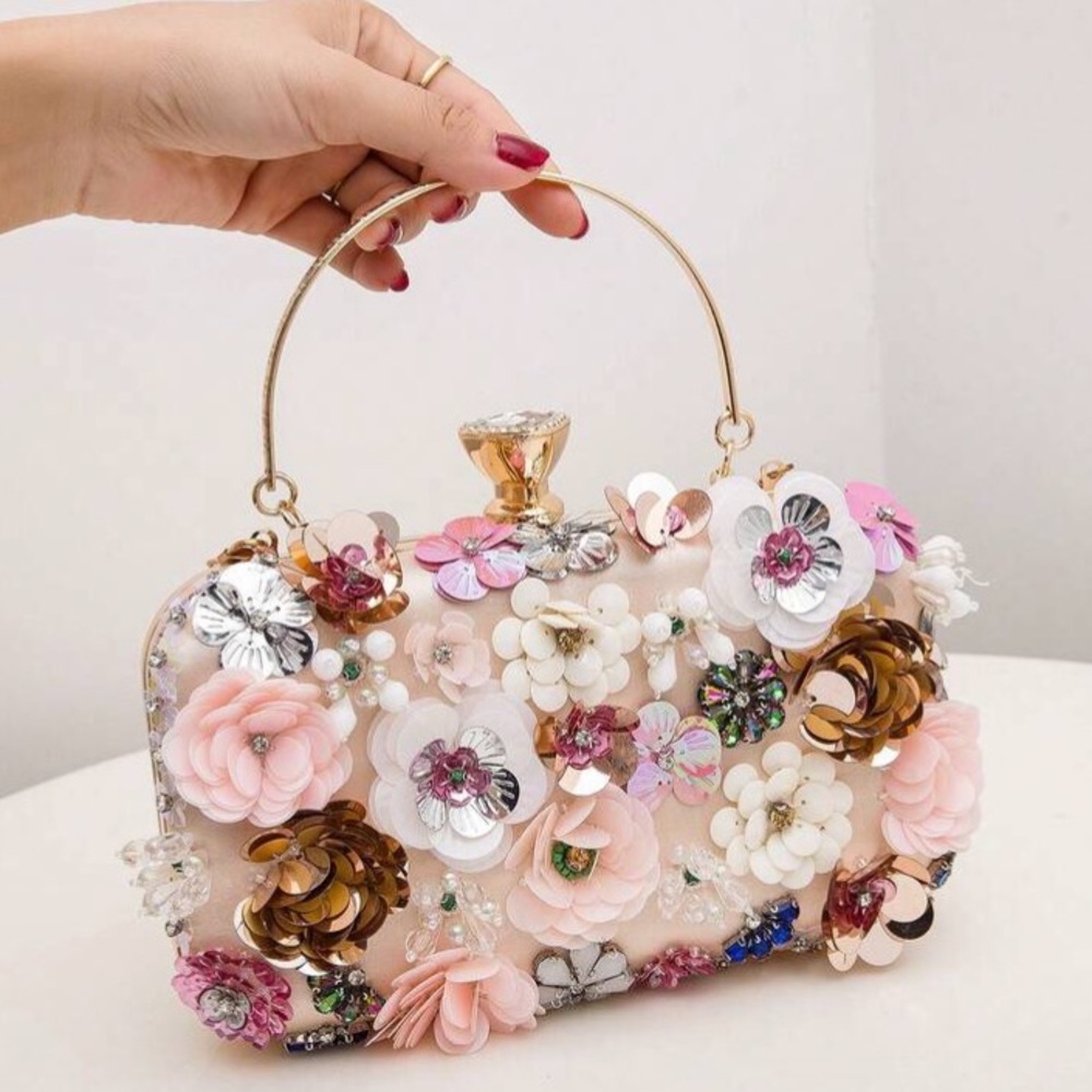 Luxe floral party formal wedding prom clutch bag